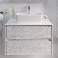 Grossman Мебель для ванной Эдванс 80 подвесная цемент светлый – фотография-6